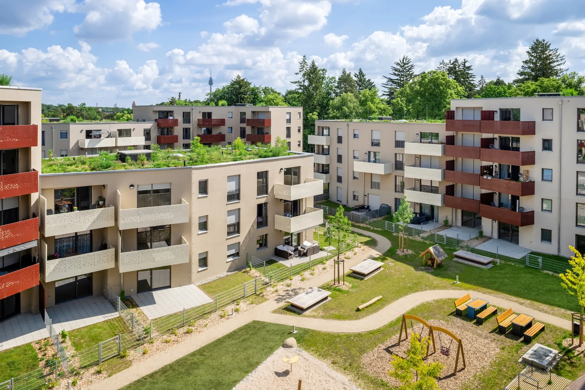 Professionelle Immobilienfotografie eines modernen Wohnprojekts in Nürnberg