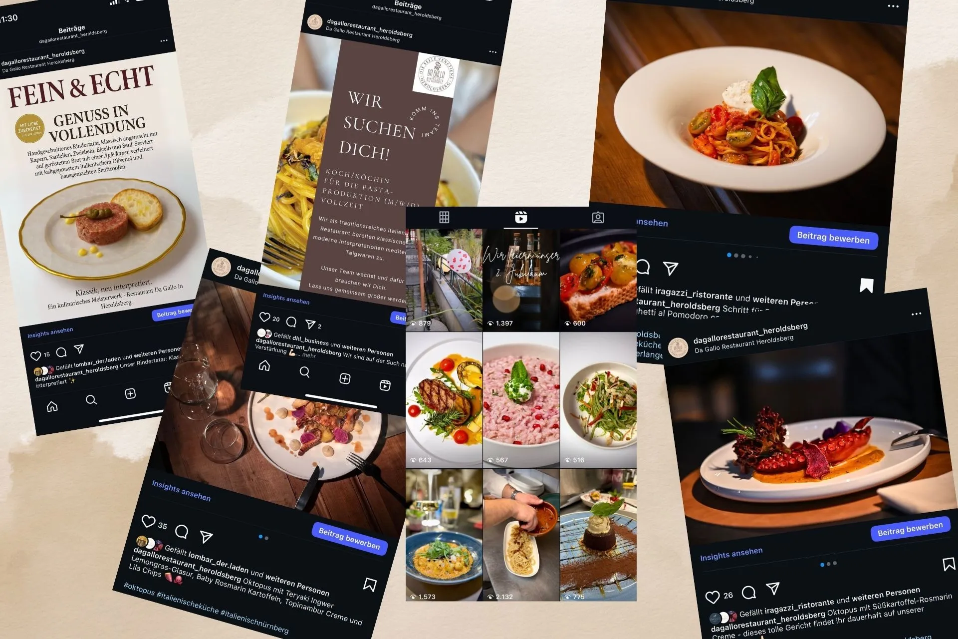 Dagallo Bildcollage für Instagram, lebendige, stilvolle Contentproduktion.
