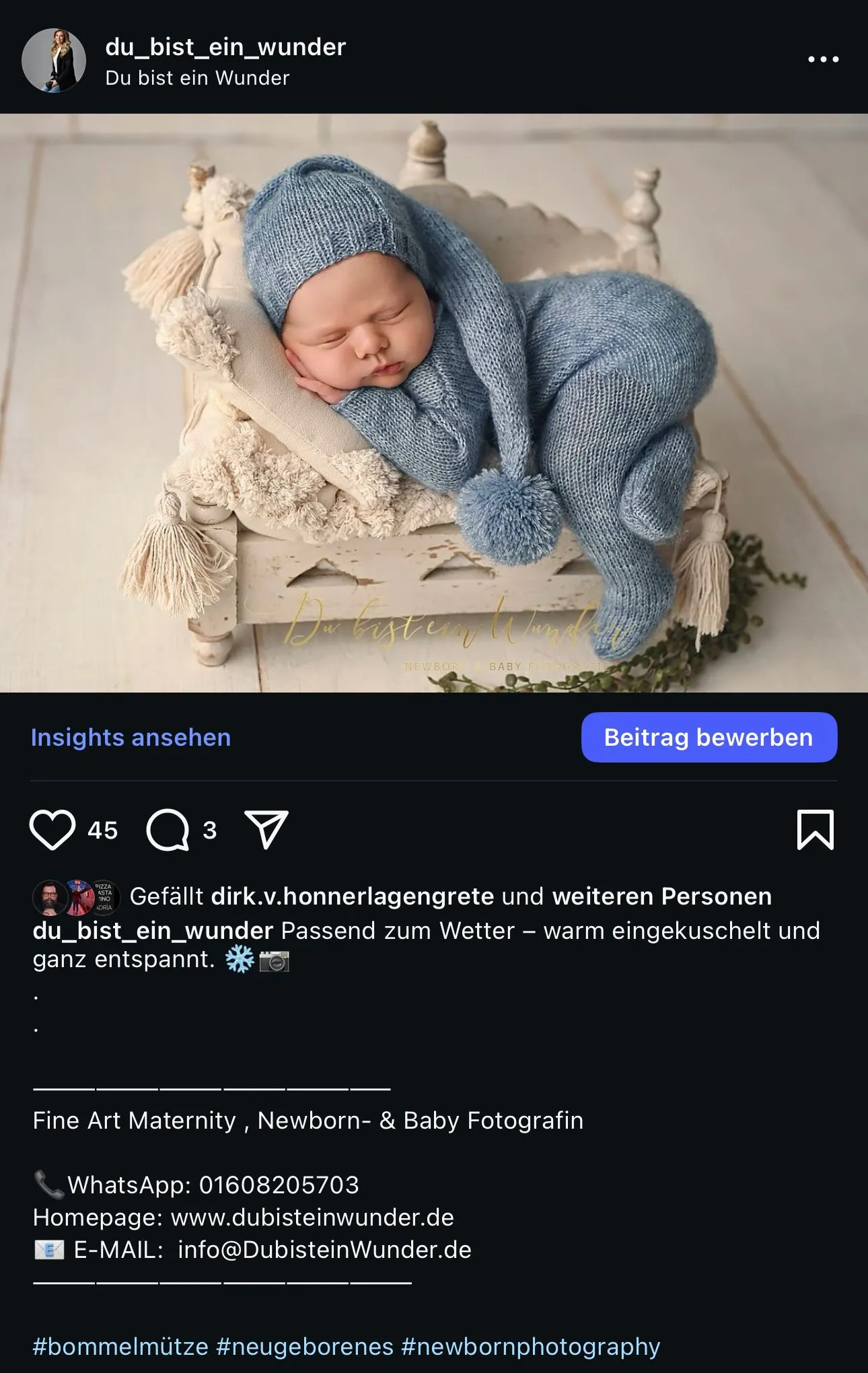 Babyfoto für emotionale Instagram-Kampagne 'Du bist ein Wunder', nahbar und gefühlvoll.