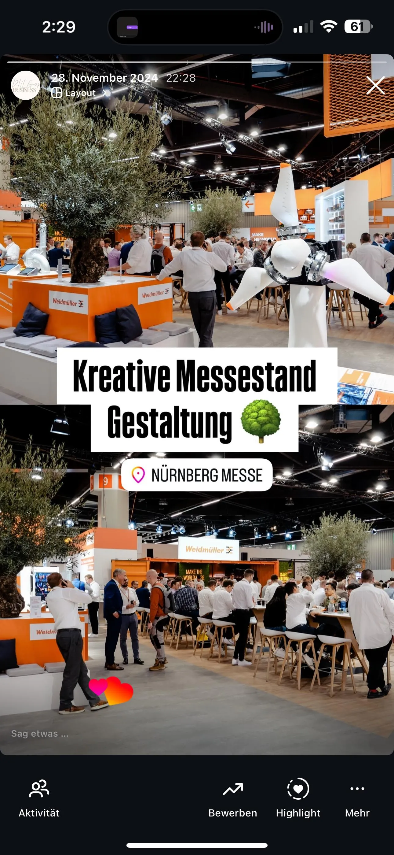 Instagram Story von der Nürnberger Messe, Eventfotografie für Social Media.