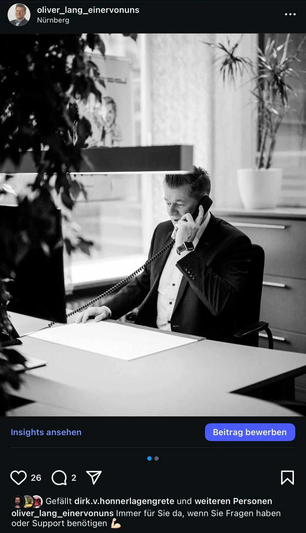 Social Media Beitrag für Oliver Lang Versicherung, professioneller Content für Vertrauen & Nähe.