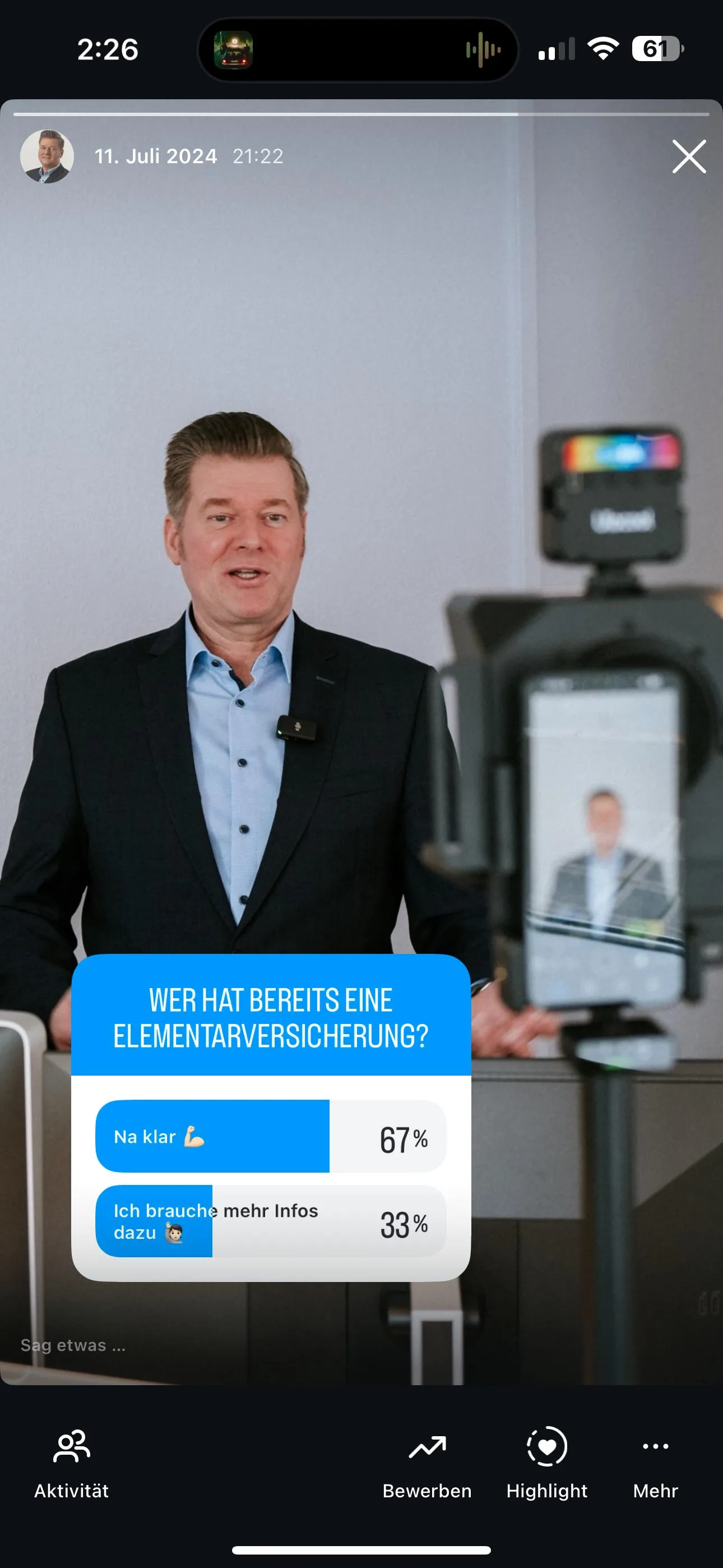 Instagram Story aus der Versicherungswelt, leicht verständlich & sympathisch.