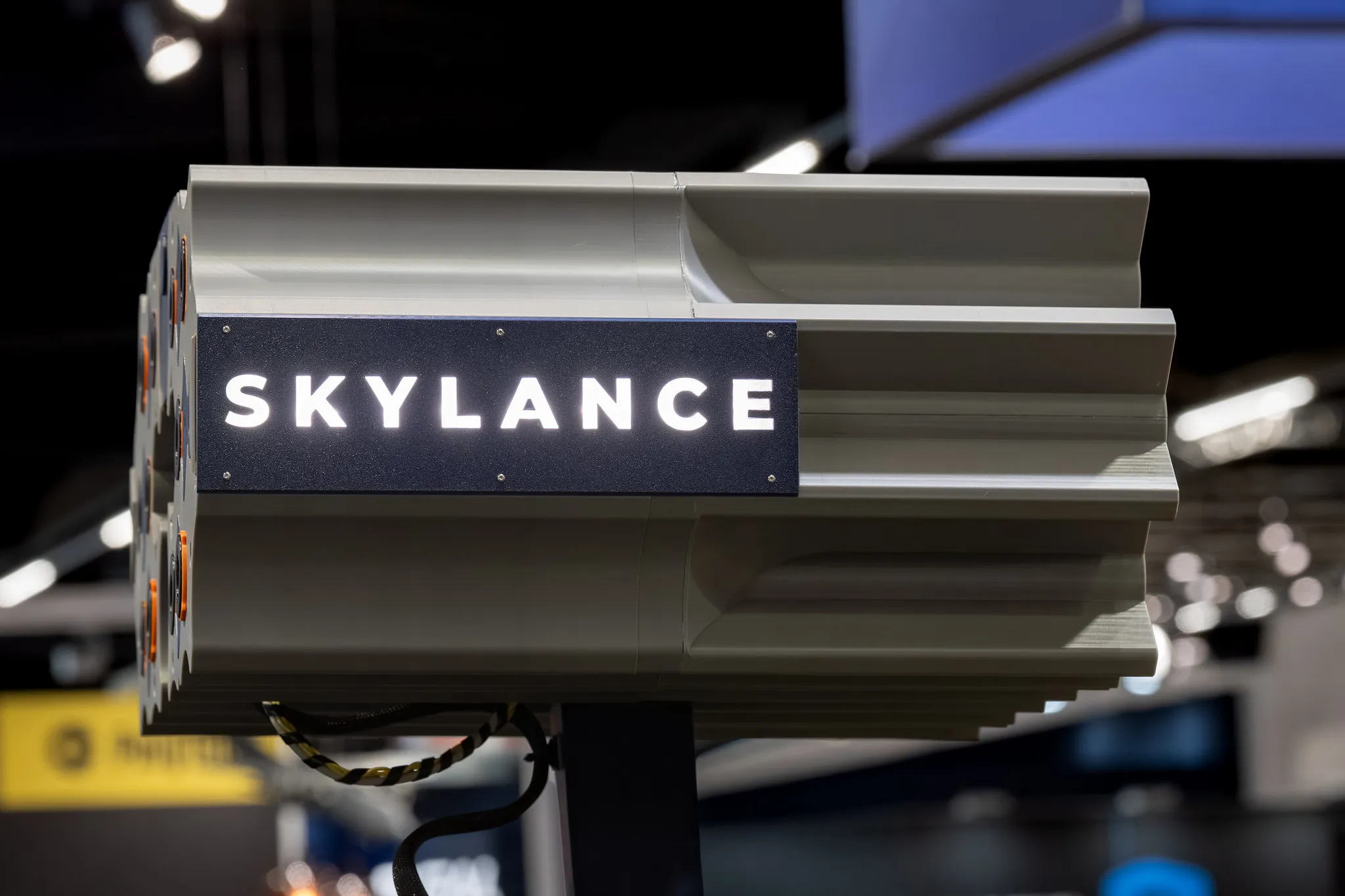 Skylance-Drohnenabwehrsystem als Exponat auf einer Sicherheitsfachmesse in Nürnberg.