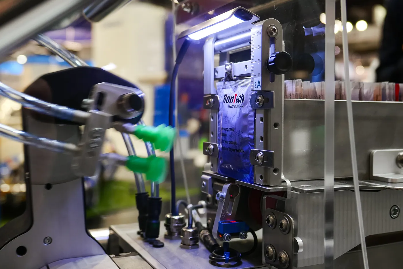 Gripper of a packaging machine, detail shot