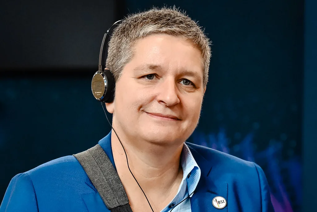 Portrait at a booth