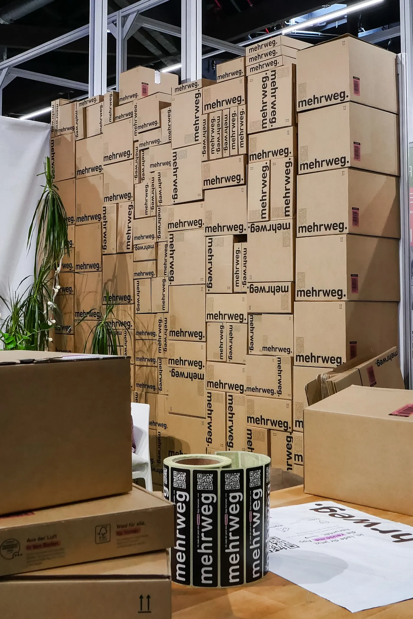 Booth design made of cardboard boxes